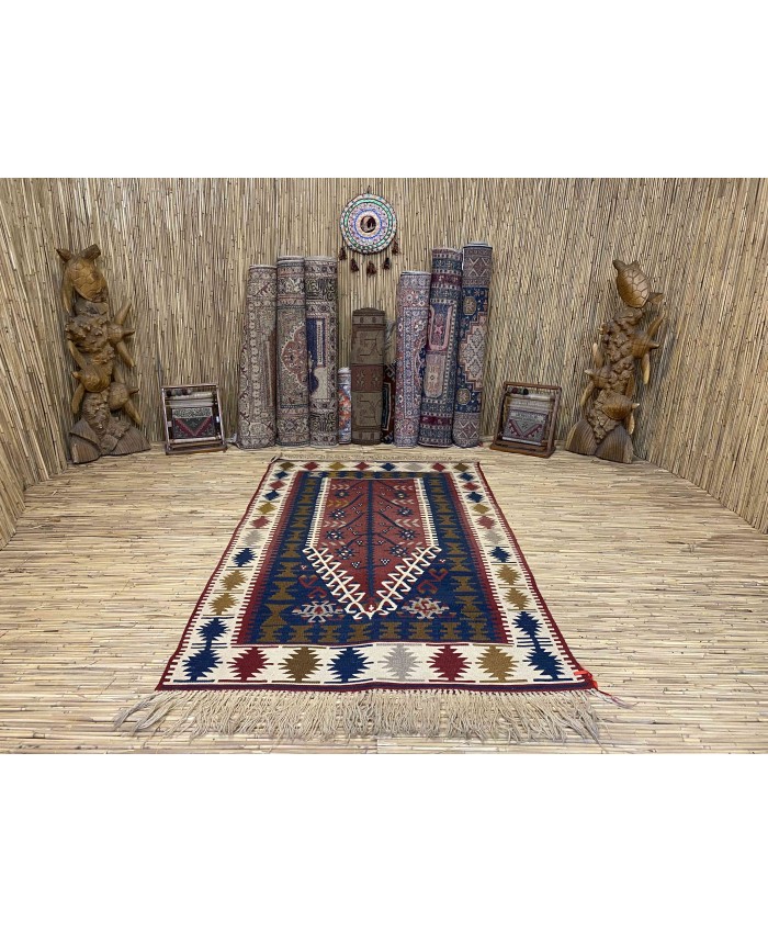 Handmade Turkish Kayseri Toprakkaya Nomadic Original  Wool on Wool Kilim – FREE SHIPPING..!